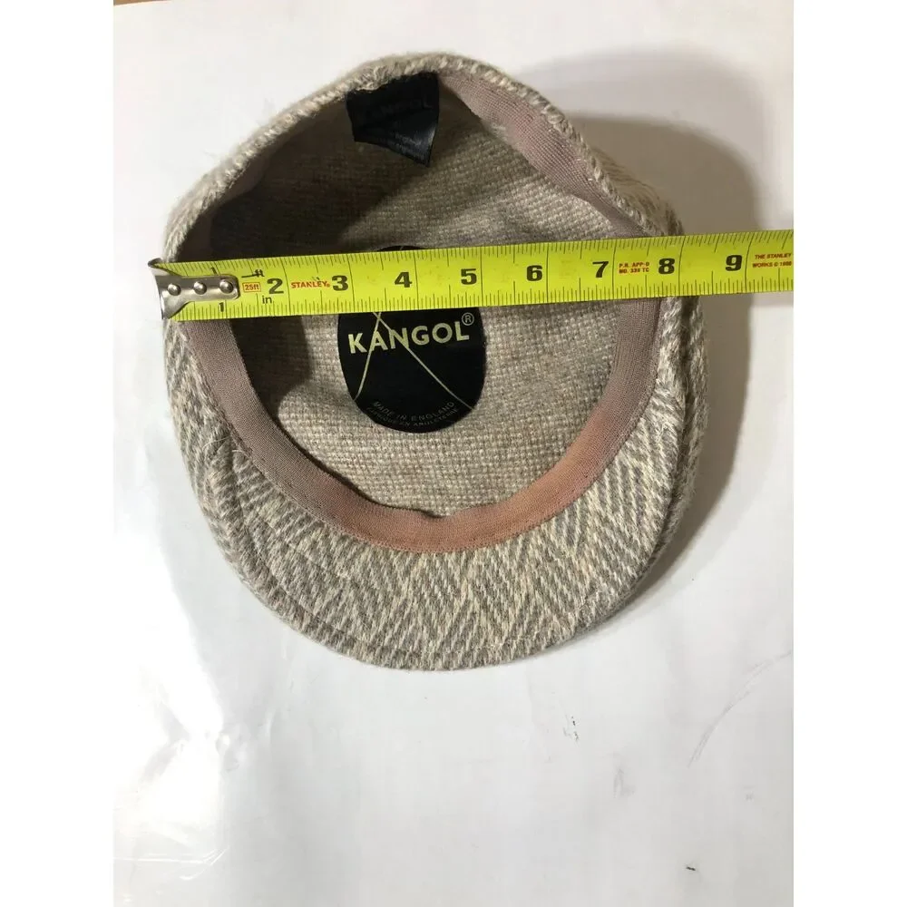 Vtg 90s Kangol Galway Wicker Flat Cap Ivy Driving Hat Wool Angora Eclectic Sz XL